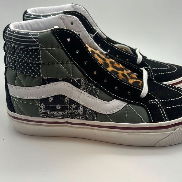 Vans SK8-Hi "quilted" leopard patchwork 38 DX high top sneakers NEW women 6.5 - Picture 2 of 6